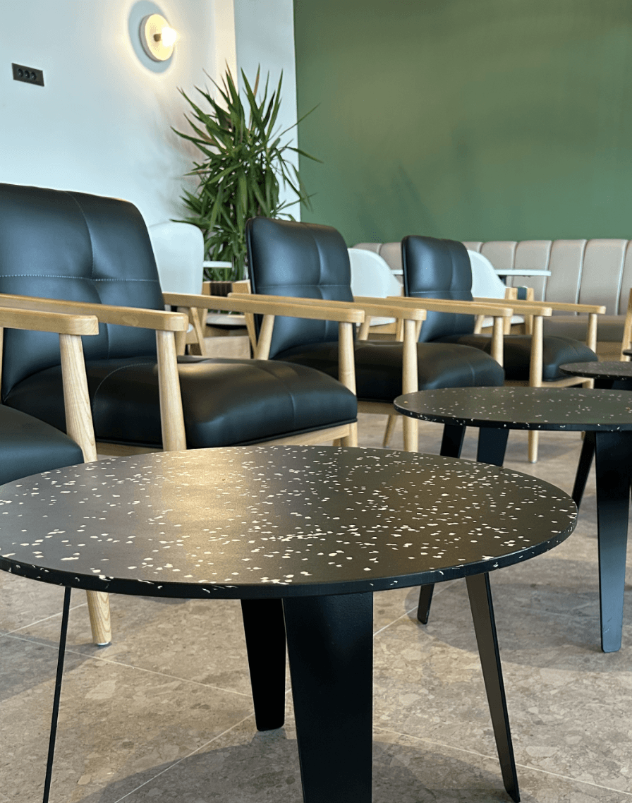 Cafe · custom round terrazzo tabletops