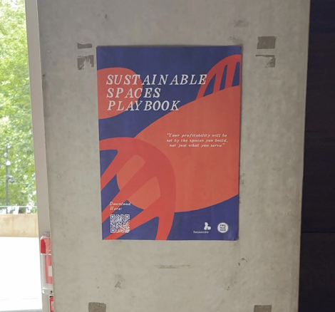 Sustainable Spaces Playbook poster for the Tate Modern hospitality event