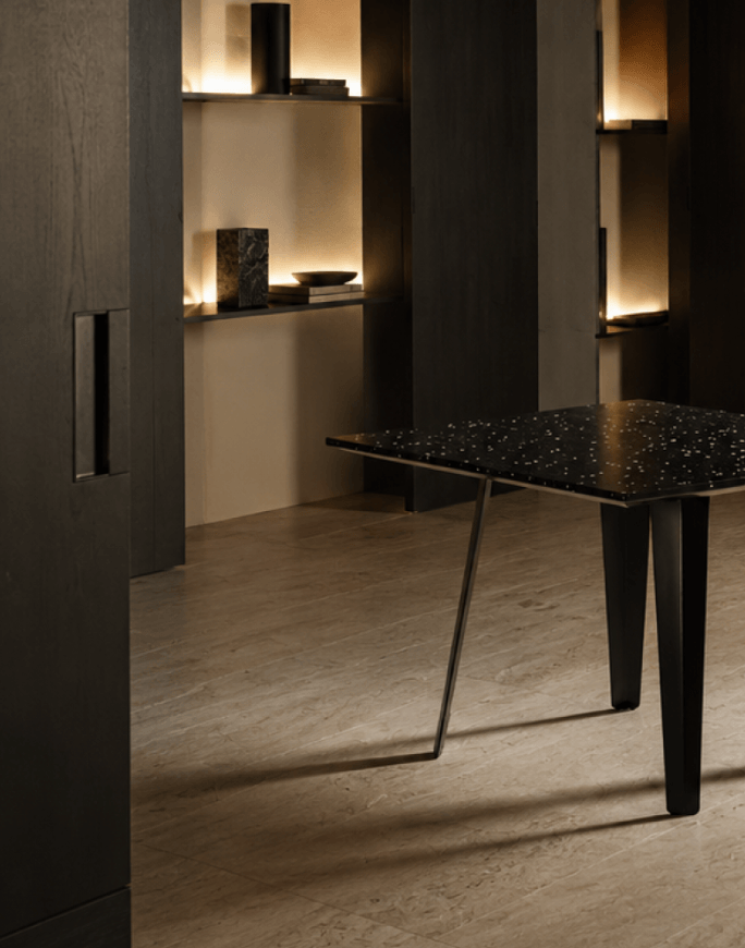 Cafe · tailored joinery and ambient shelving