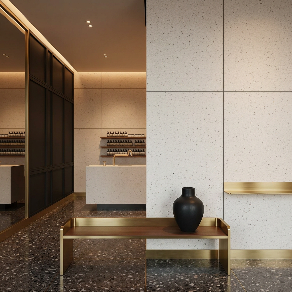 Retail interior · bench and wall panel