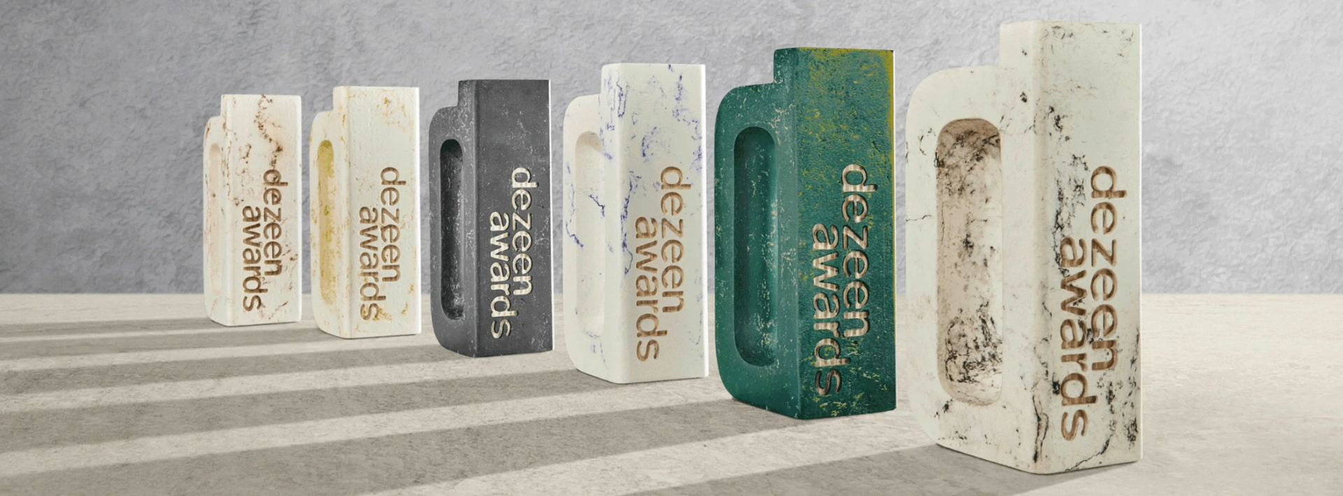 Dezeen Awards sustainability trophies made from recycled and natural materials